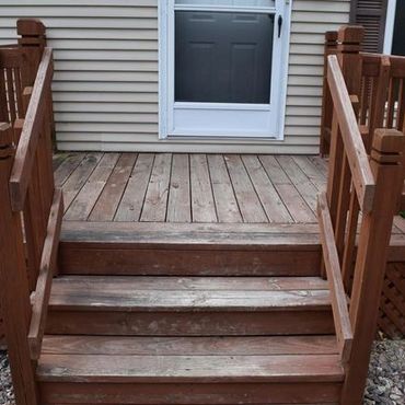 A client's wore down and dull staircase prior to our services.