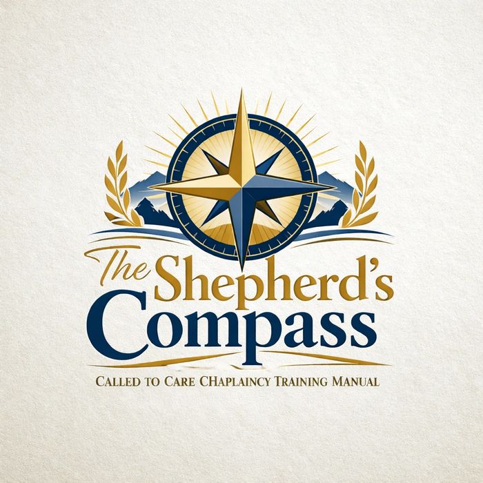 Logo featuring a compass and mountains for Shepherd's Compass Chaplaincy Training Manual.