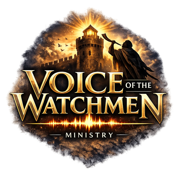 Logo featuring a watchtower, a watchman blowing a horn, and the text 'Voice of the Watchmen Ministry'.