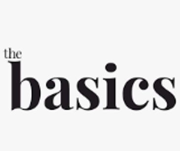 Text image saying 'the basics' in black font on white background.