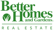 Better Homes and Gardens green and back real estate business company logo