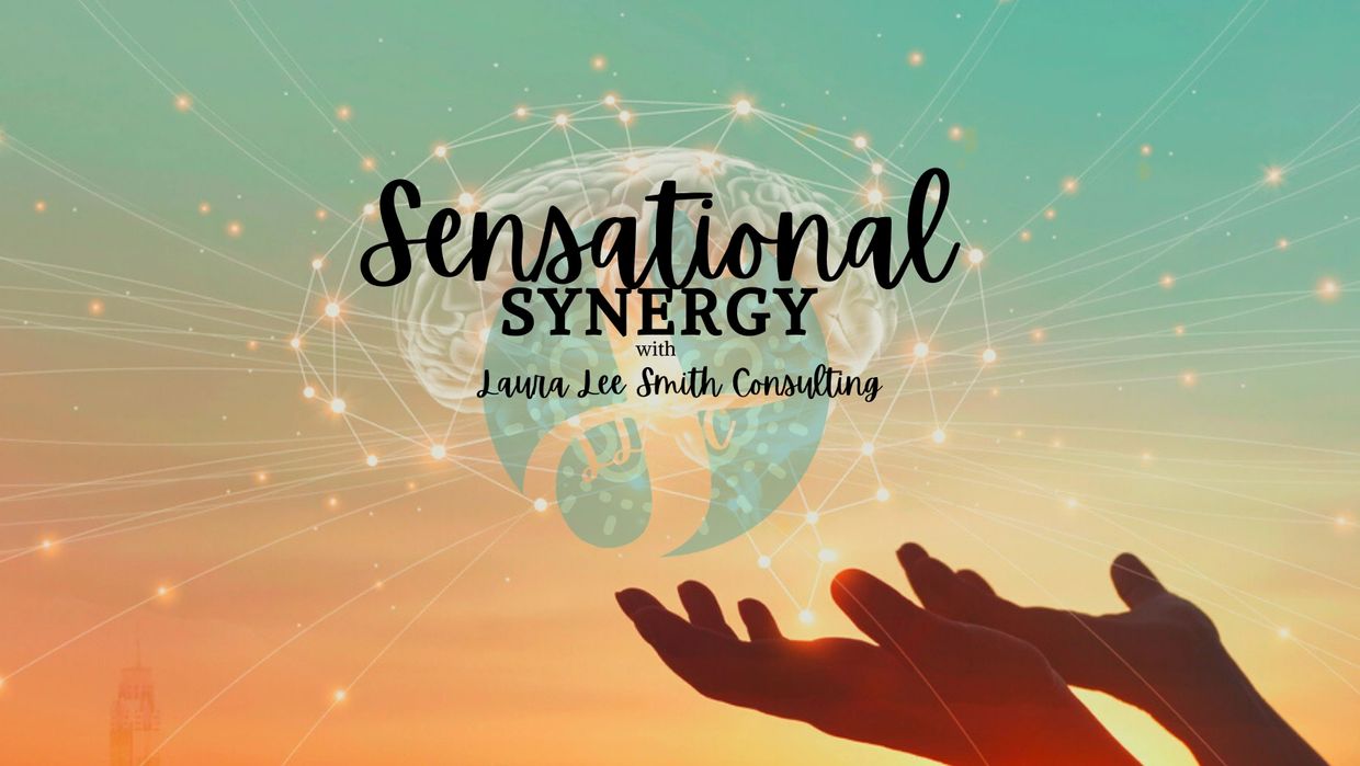 Brain image with logo for Laura Lee Smith Consulting and “sensational synergy” in title