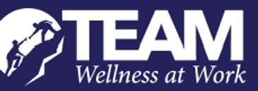 Logo for TEAM Wellness at Work with helping hands graphic.