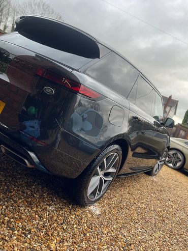 A Range Rover sport that’s just been detailed.