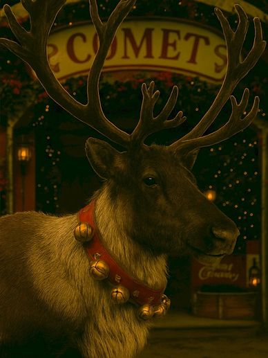 Authentic Santa Claus's Comet, the energetic reindeer that brings happiness.
