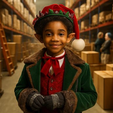 Jasper coordinates with There's Santa's Authentic Santa to plan the best routes to deliver gifts.