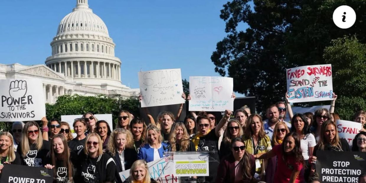 Group of protesters with signs outside US Capitol.