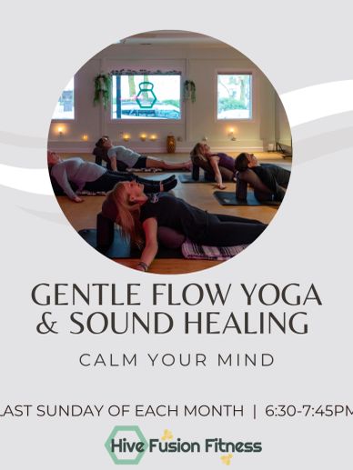 People practicing gentle flow yoga in a calm studio setting.