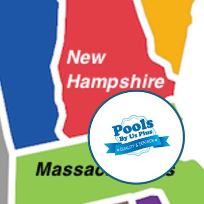 Map of Pools By Us Plus Service Area. Southern New Hampshire and Eastern Massachusetts.