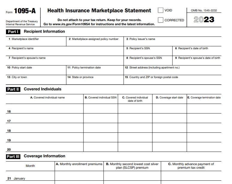 Free Printable 1095 A Form Free Printable 1095 A Form