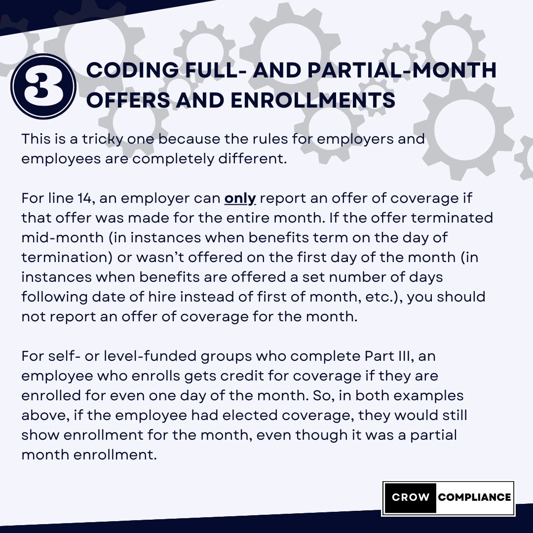 ACA codes for partial month enrollment. 