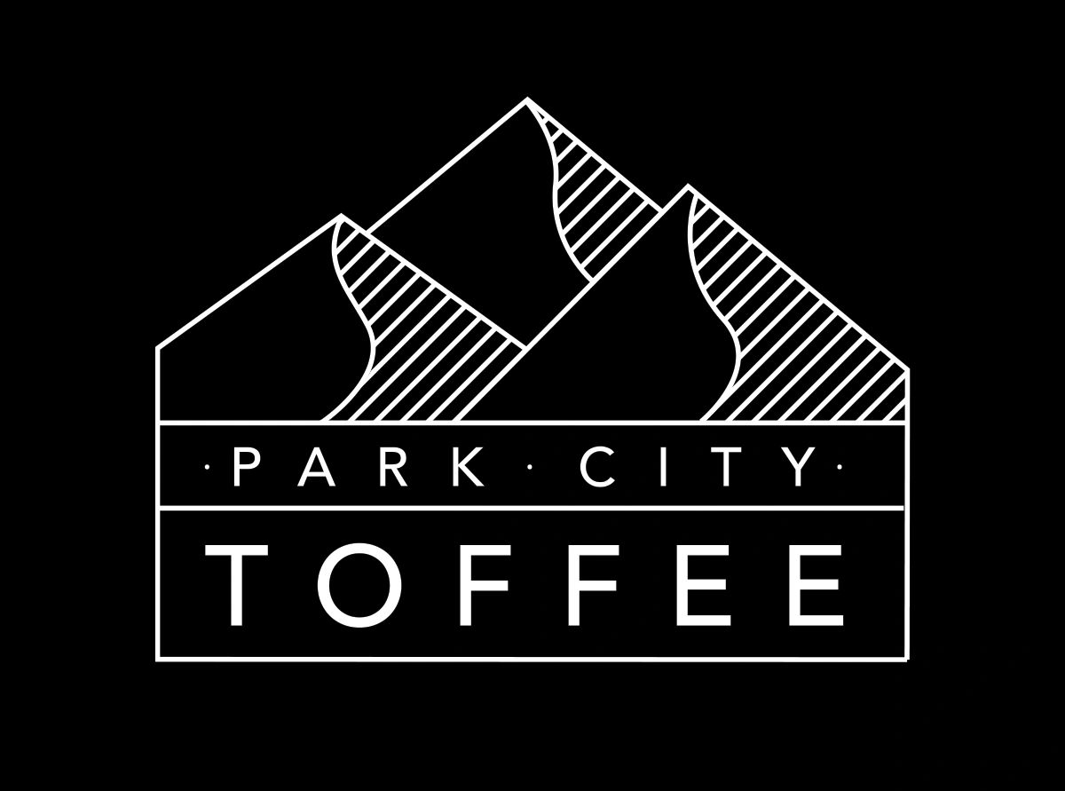  Minimalist logo featuring stylized mountains and text Park City Toffee.