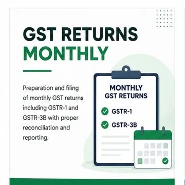Monthly GST returns filing for GSTR-1 and GSTR-3B with reconciliation.
