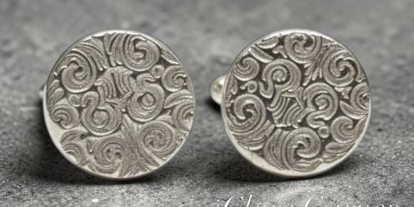 Solid silver patterned cufflinks
