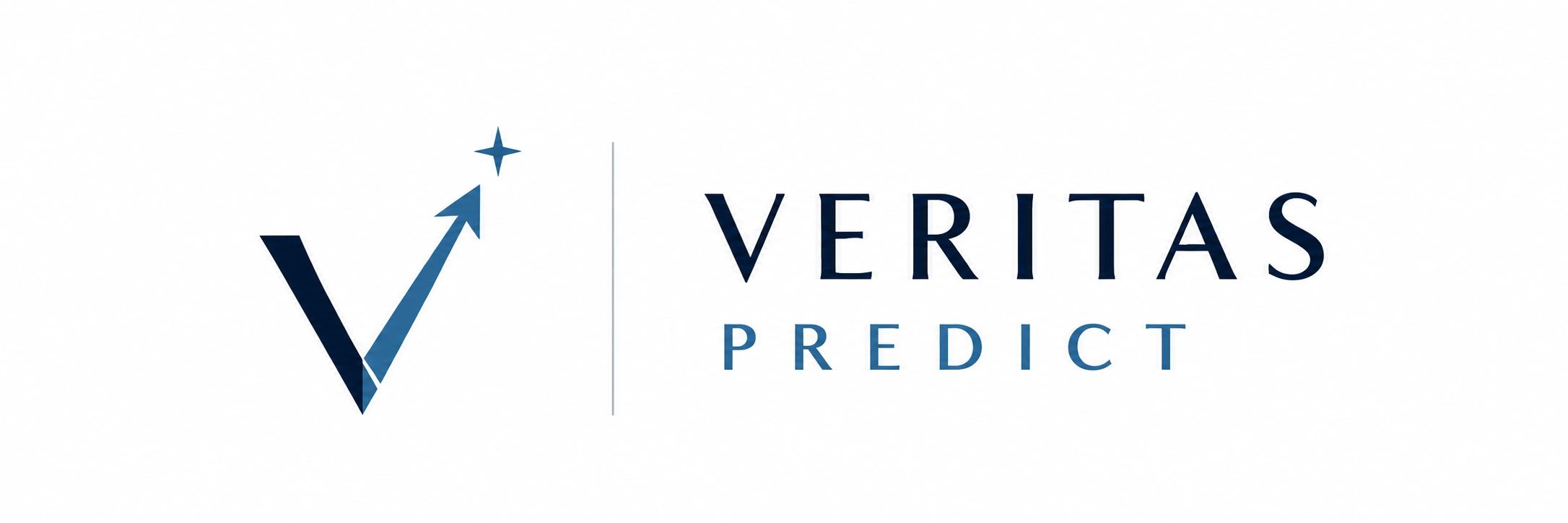 Logo of Veritas Predict with an upward arrow and star.