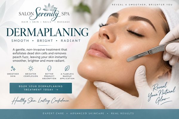 Dermaplaning for smoother, brighter skin at Salon Serenity Spa in Wake Forest, NC.