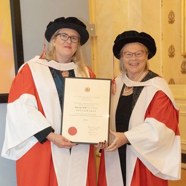 Kerry Hill FCGI FCCT receiving her Fellowship from the City and Guilds Institute.