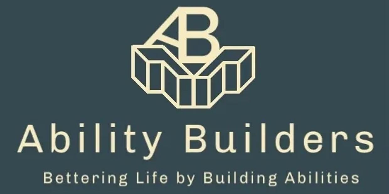 Logo of Ability Builders with slogan about improving lives.