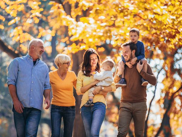 A family with their children and grandparents