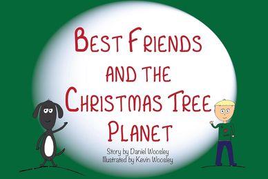 Title page of a children's story about friendship and a Christmas tree planet.