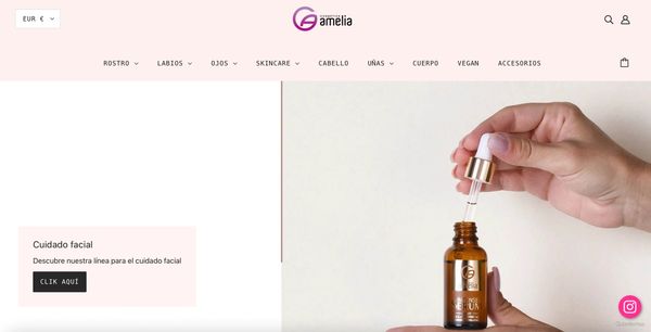 Imagen de página web sobre cuidado de la piel 