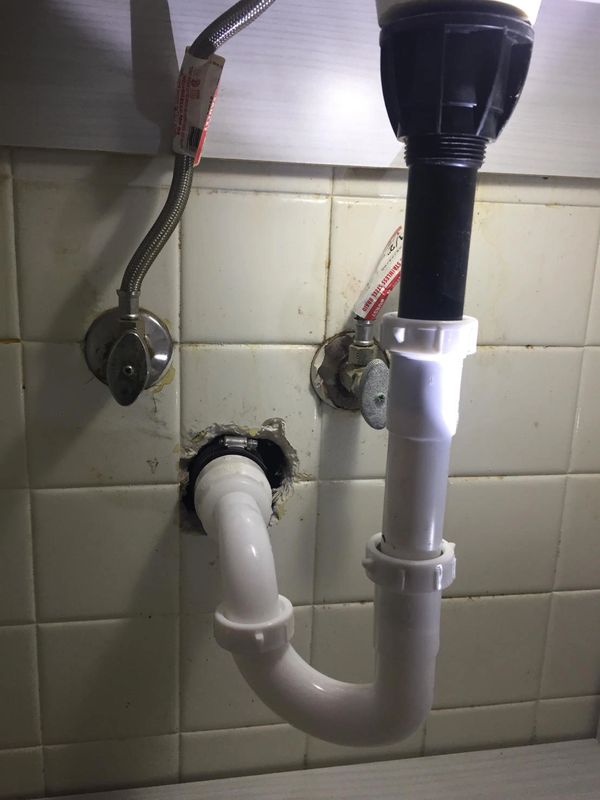 Drain line repair for Vanity