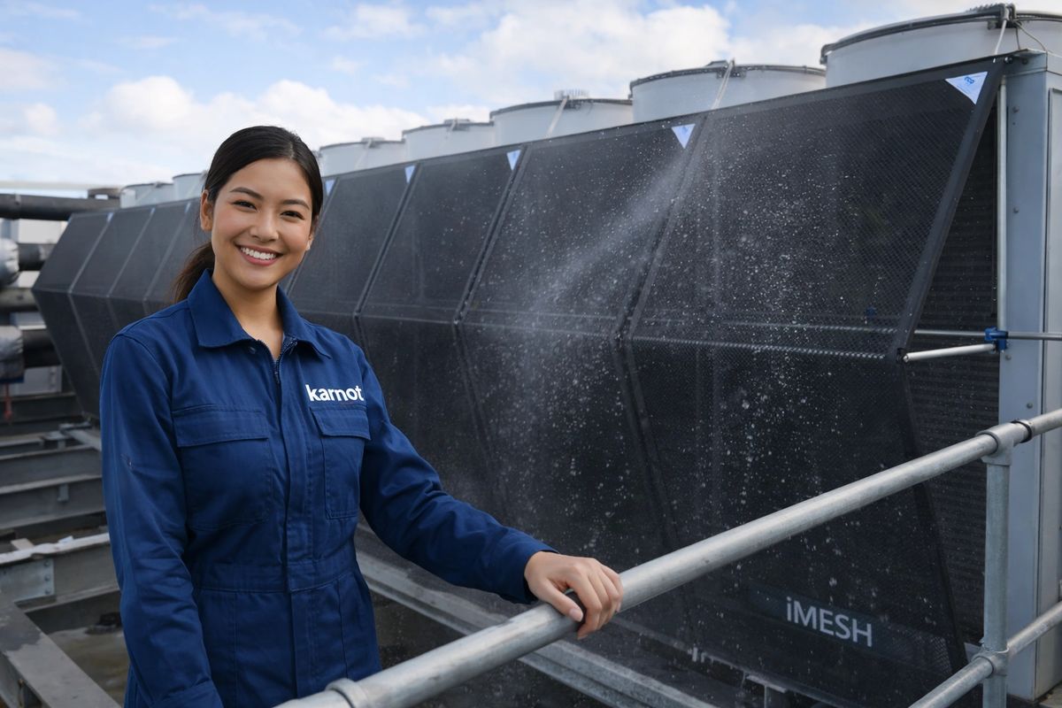 iMESH adiabatic pre-cooling system installed on air-cooled chiller