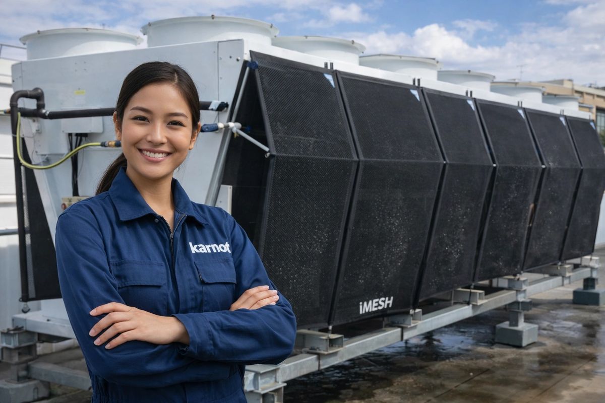 iMESH technical diagram showing adiabatic pre-cooling airflow