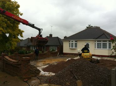 brick wall, Driveway under construction