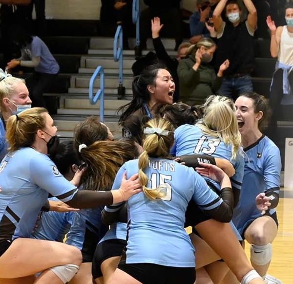 Some premier sports recruiting highlights and a happy celebration after a huge volleyball match win.