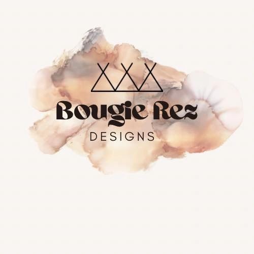 Bougie Rez Designs logo with watercolor background.