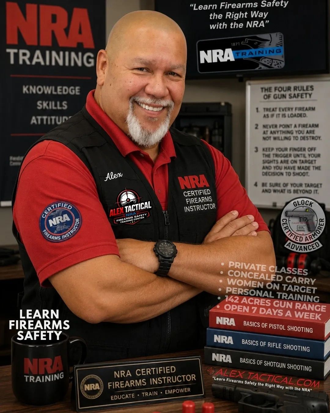 Alex Tactical
NRA Firearms Safety Training Center
Pistol-Rifle-Shotgun-CCW
Alex Maldonado