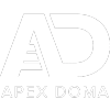 Logo of Apex Doma with stylized 'AD' and text.