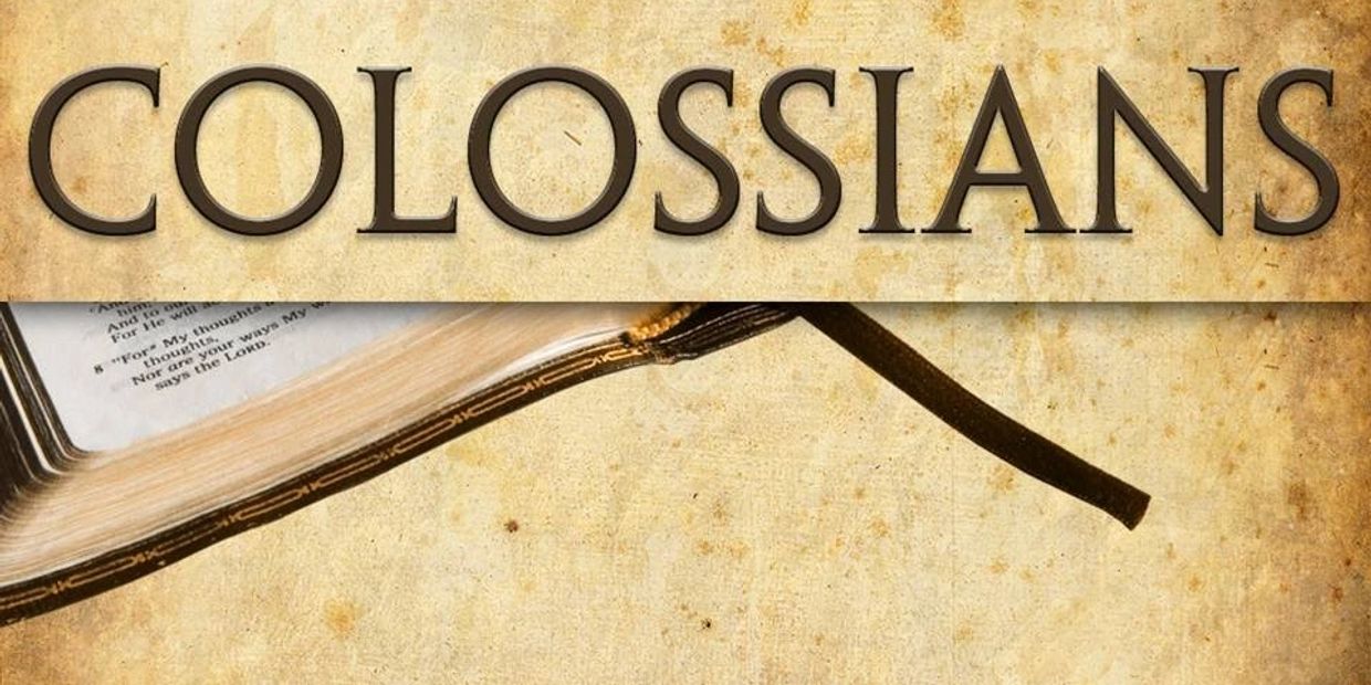 Title image of the biblical book Colossians with an open Bible.