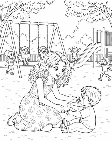Woman playing with a toddler at the playground.