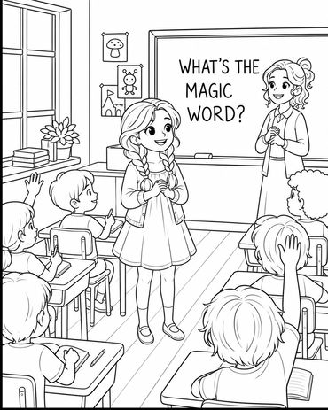 Teacher asks a student the magic word in class.
