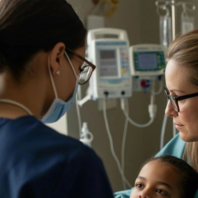 Parent and Medical Practitioner attending to a child