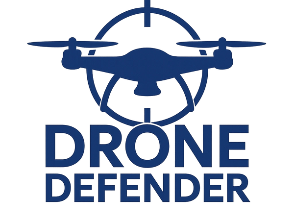 Drone Defender Ltd logo with drone wings and crosshair symbol representing C-UAS consulting experts.