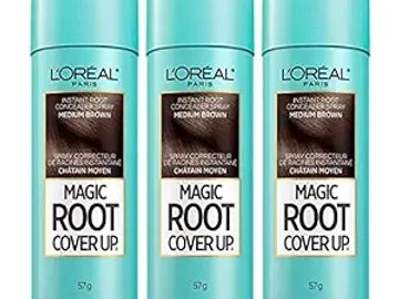 L'Oreal Paris Root Cover Up Hair Color Touch Up Spray, Medium Brown, 3 Ounce (Pack of 3)