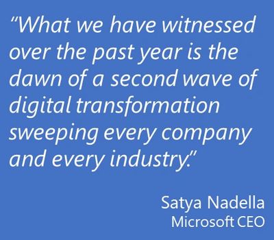 Quote from Satya Nadella on digital transformation's impact on industries.