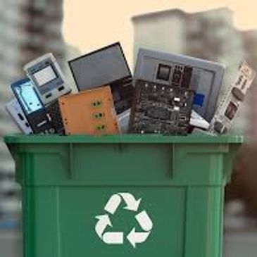  recycling bin filled with E-Waste