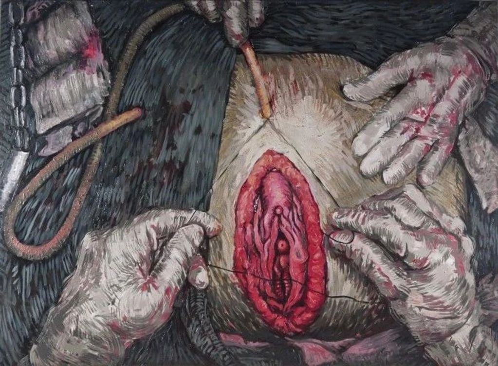 LA VIDA ES UNA HERIDA ABSURDA cuadro de Alejandro Lucadamo
Óleo sobre lienzo
110 x 150 cms