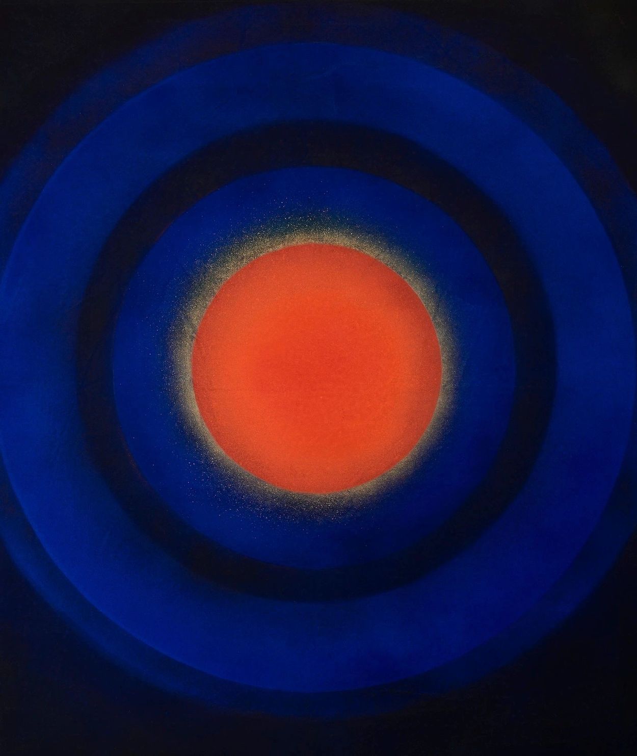 Cuadro "El sol en mi sobre azul ultramar" de Alejandro Lucadamo. Pigmentos sobre lino natural.