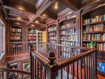 Library of book shelves