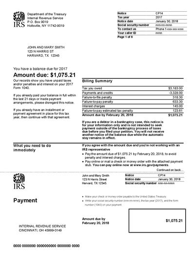 IRS Notice CP 14