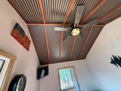 Custom wood slat ceiling 