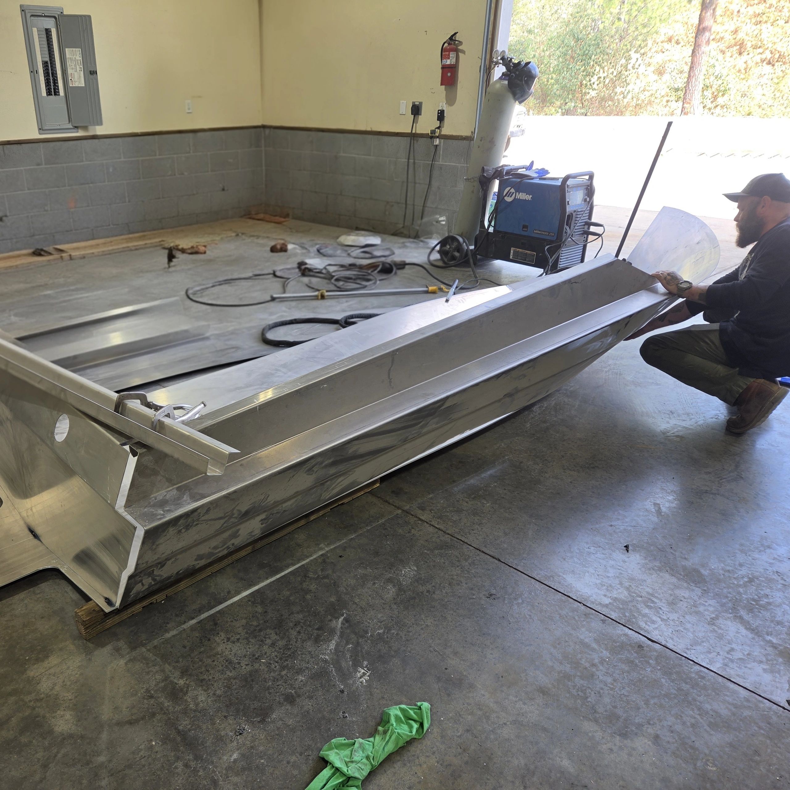 Sitka Engineering jet boat being laid out for welding by Broadside Boats.