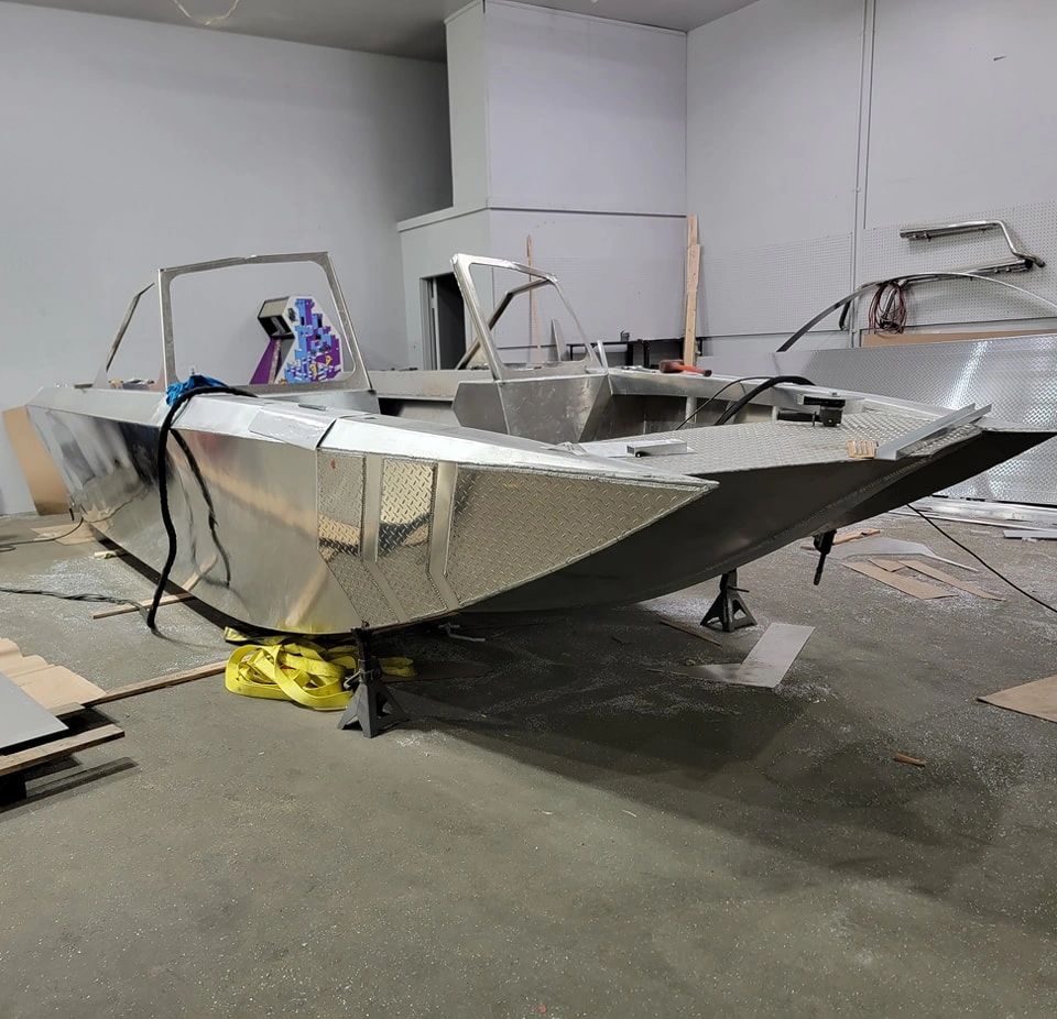 Broadside Boats custom-designed aluminum boat hull