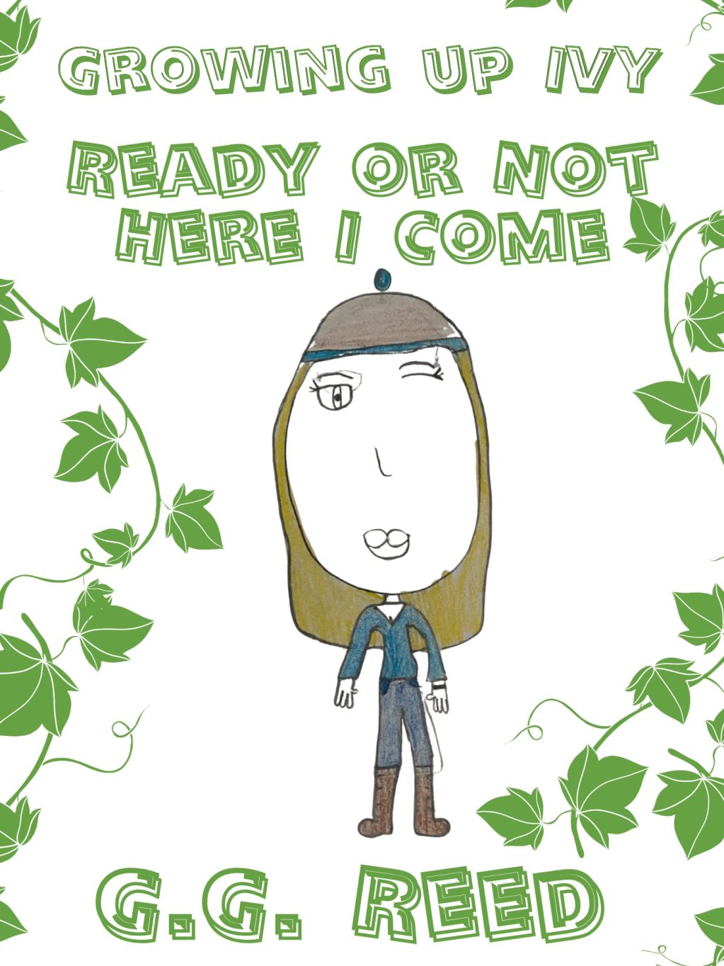 Book cover with a cartoon girl and green ivy borders.