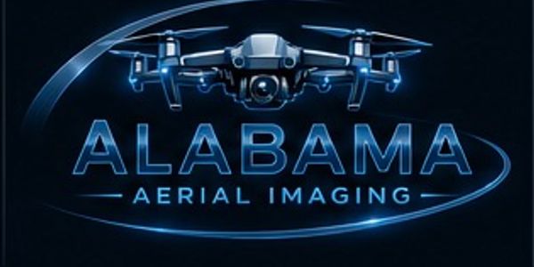 Logo of Alabama Aerial Imaging featuring a drone and futuristic design.